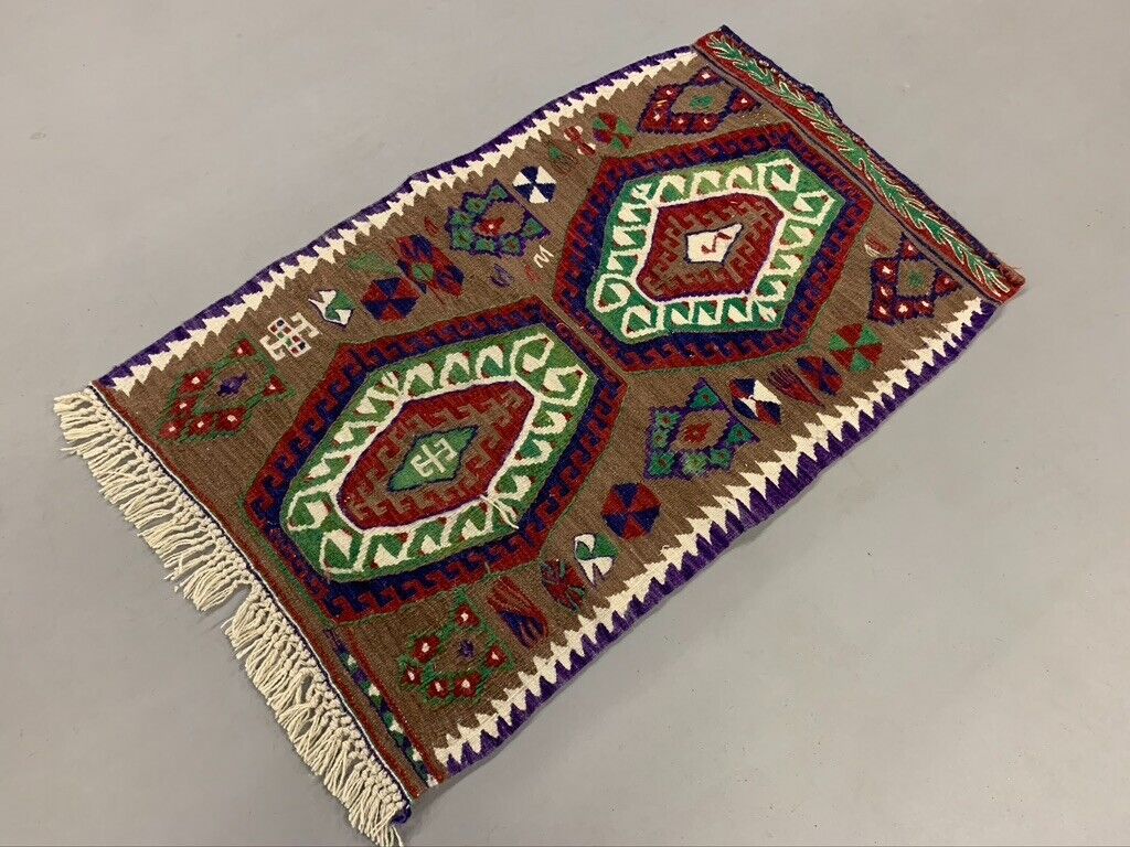 Small Vintage Turkish Kilim Rug 120x77 cm Wool Kelim