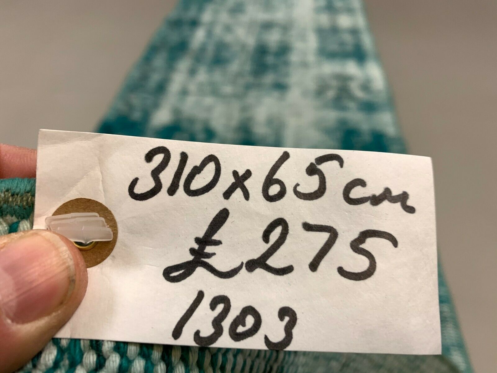 Distressed Turkish Narrow Runner 310x65 cm wool Vintage rug, Overdyed Green kilimshop.myshopify.com