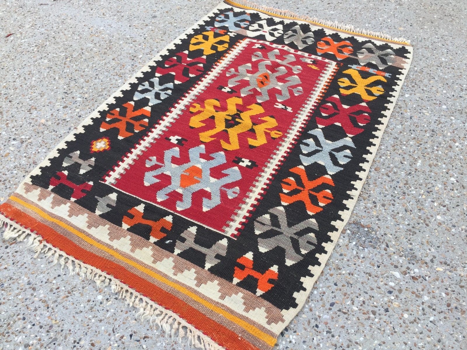 Antique Turkish Kilim Rug shabby vintage old wool country home Kelim 120x79cm Antiques:Carpets & Rugs kilimshop.myshopify.com