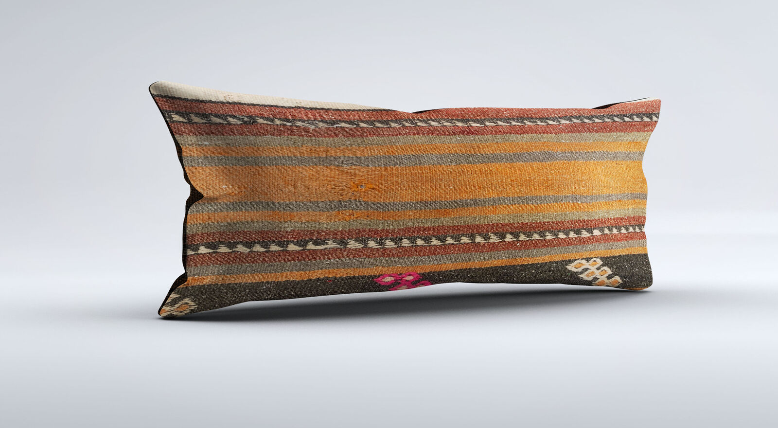 Vintage Turkish Kilim Cushion Cover 30x60 cm Lumbar Wool Kelim Pillowcase 36487