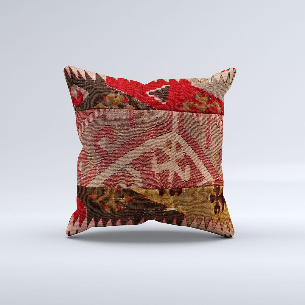 Vintage Turkish Kilim Cushion Cover 40x40 cm Square Wool Kelim Pillowcase  40880