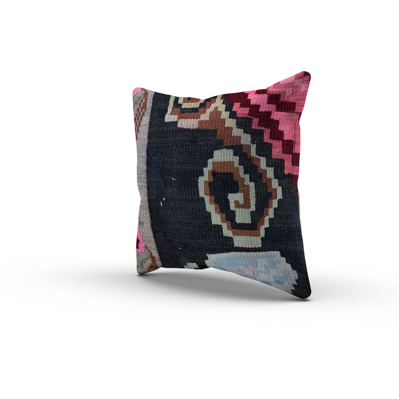 Turkish Kilim Cushion Cover 40x40 cm Square Wool Kelim Pillow Moroccan 40776