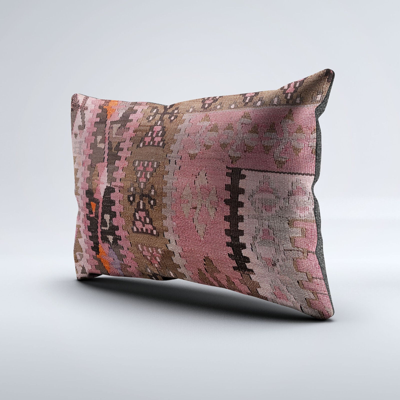 Vintage Turkish Kilim Cushion Cover 60x40 cm Square Wool Kelim Pillowcase 64674
