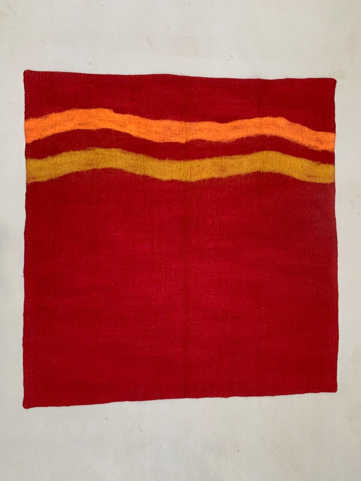 Vintage Turkish Felt Kilim Rug, 140x137 cm Square Wall Decor, Hanging