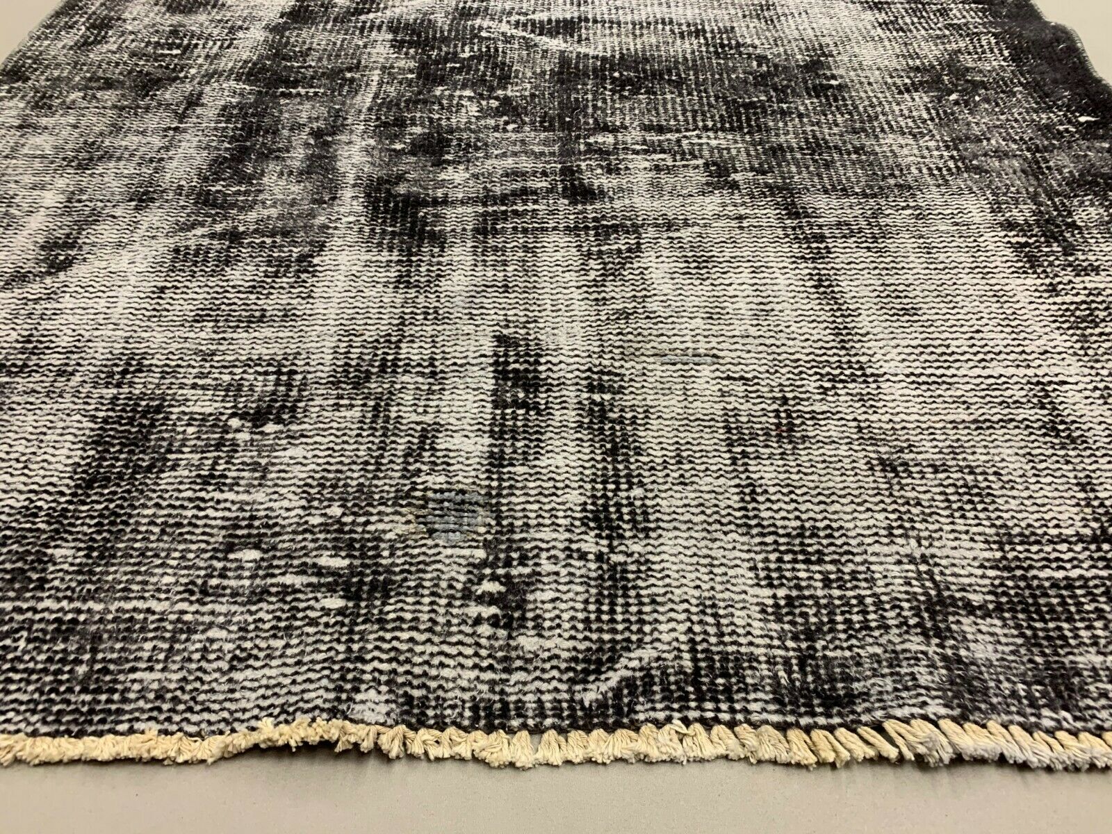 Distressed Turkish Runner 280x98 cm wool Vintage rug, Overdyed Black kilimshop.myshopify.com
