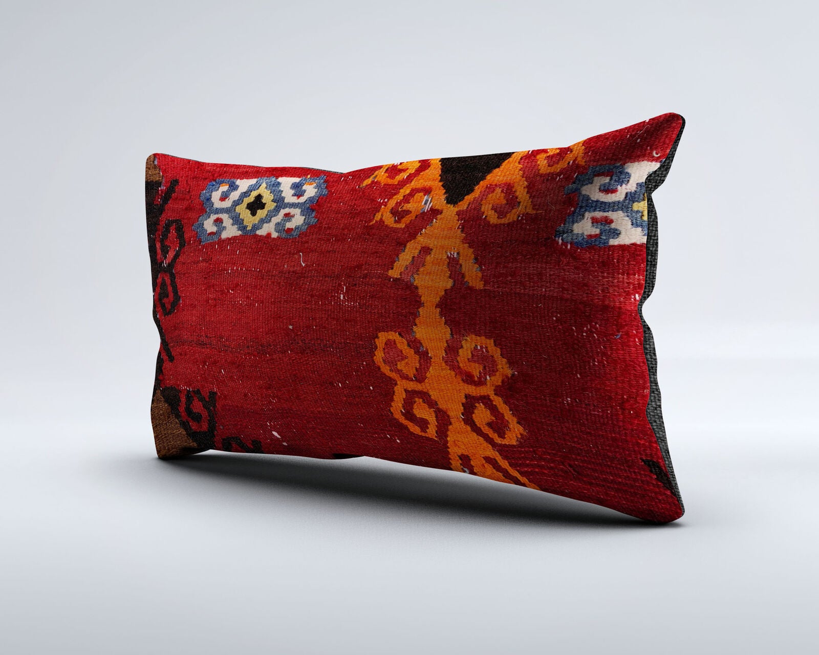 Vintage Turkish Kilim Cushion Cover 30x50 cm Lumbar Wool Kelim Pillowcase 35292