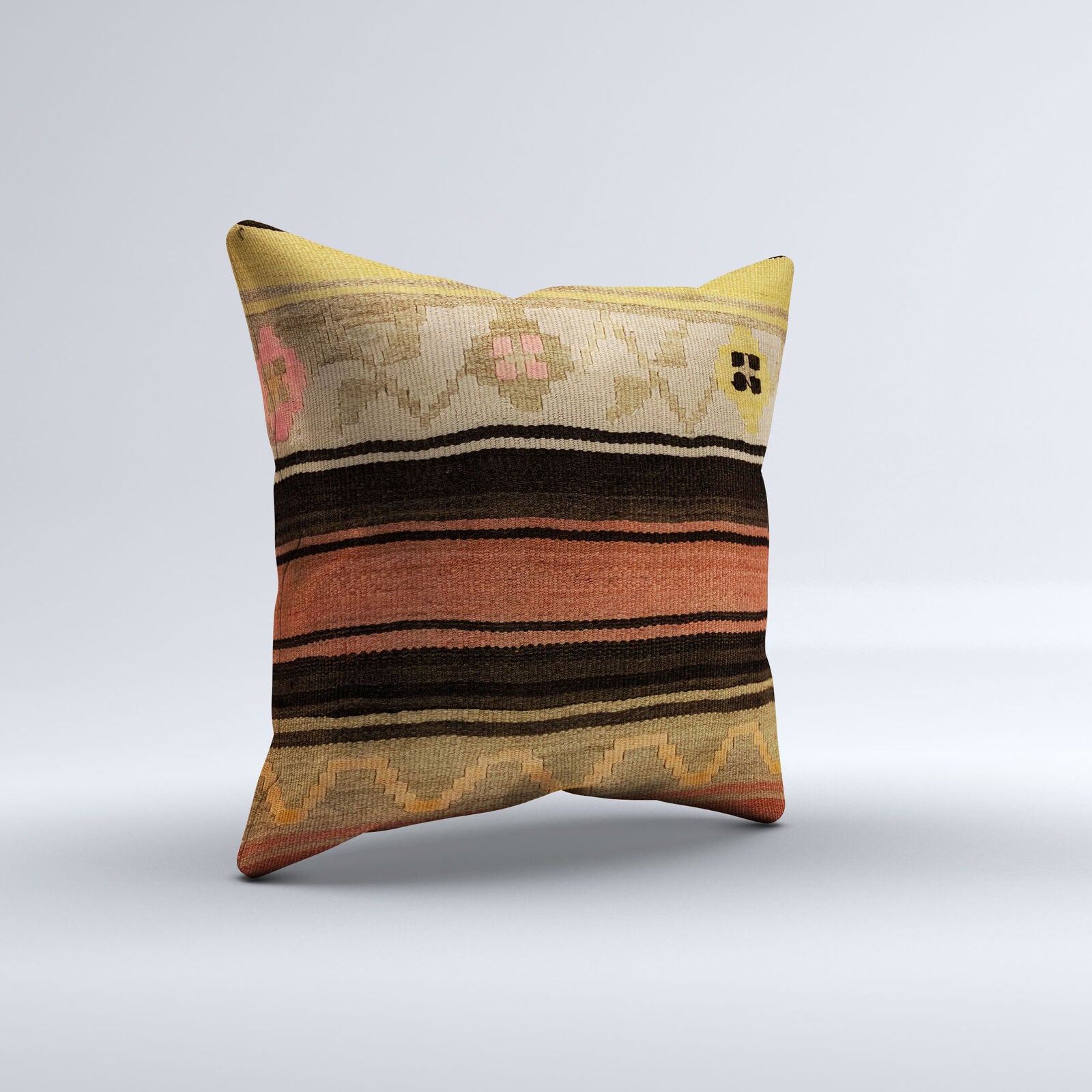 Vintage Turkish Kilim Cushion Cover 60x60 cm Square Wool Kelim Pillowcase 66448