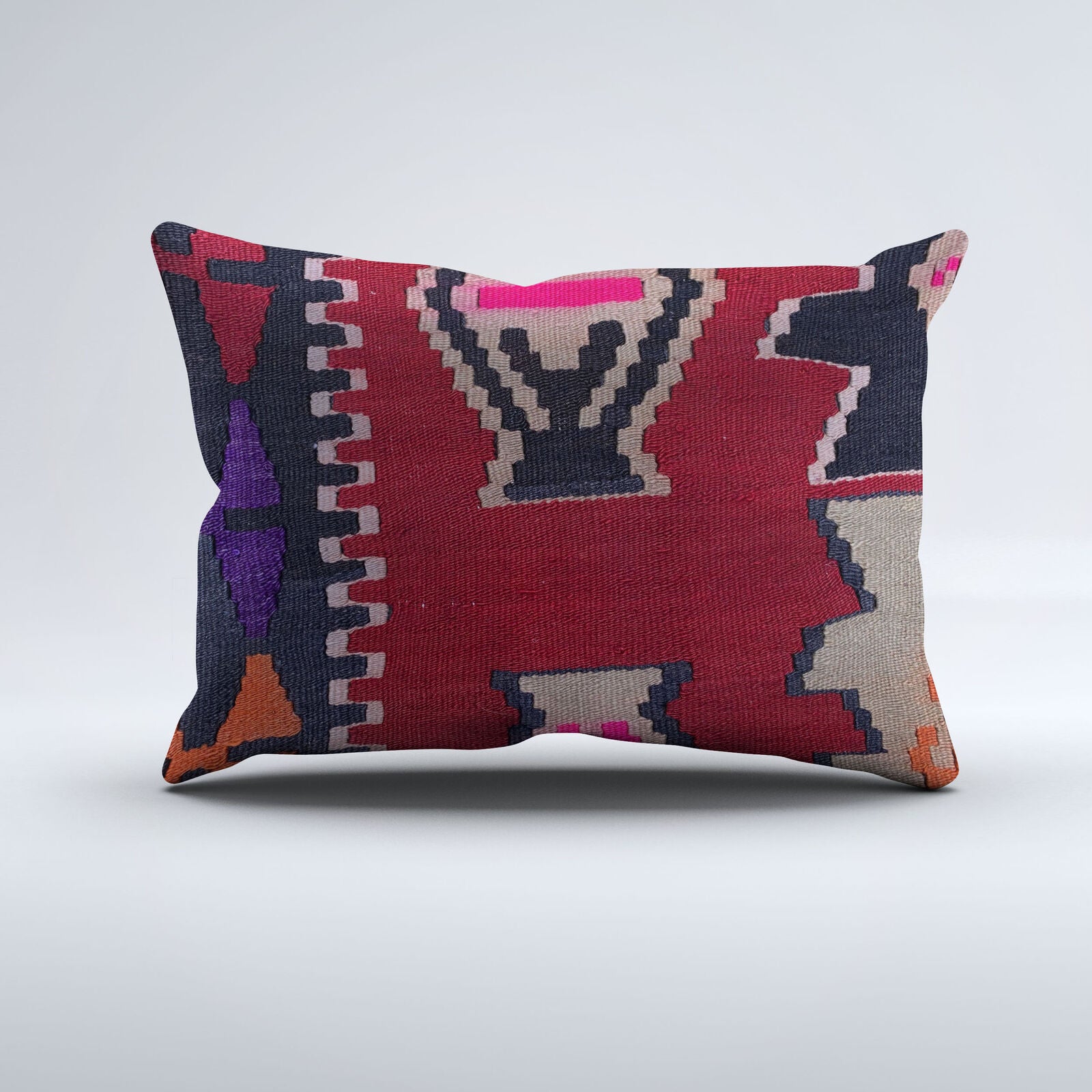 Vintage Turkish Kilim Cushion Cover 60x40 cm Wool Kelim Pillowcase 64667