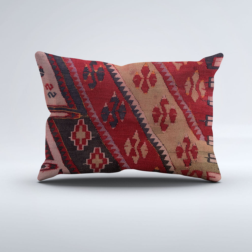 Vintage Turkish Kilim Cushion Cover 60x40 cm Square Wool Kelim Pillowcase 64691
