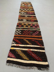 Old Turkish narrow Kilim Runner 300x47 cm shabby chic, vintage kelim