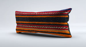 Vintage Turkish Kilim Cushion Cover 30x60 cm Lumbar Wool Kelim Pillowcase 36474