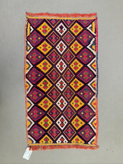 Vintage Turkish Mini Kilim 86x46 cm Wool Small Kelim Runner, shabby Chic