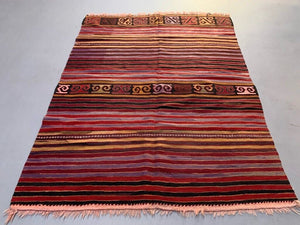 Large Vintage Turkish Kilim Rug 212x160 cm Wool Kelim