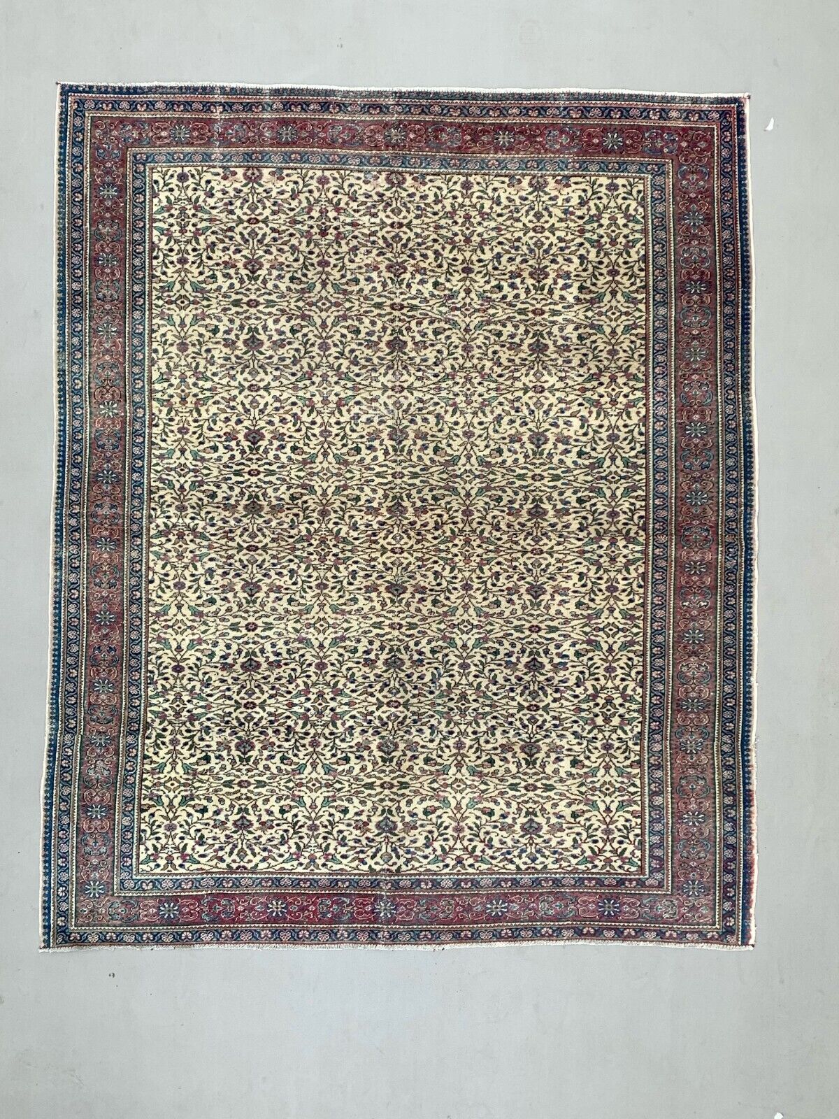 Vintage Turkish Rug 237x198 cm, Tribal Wool Carpet Large