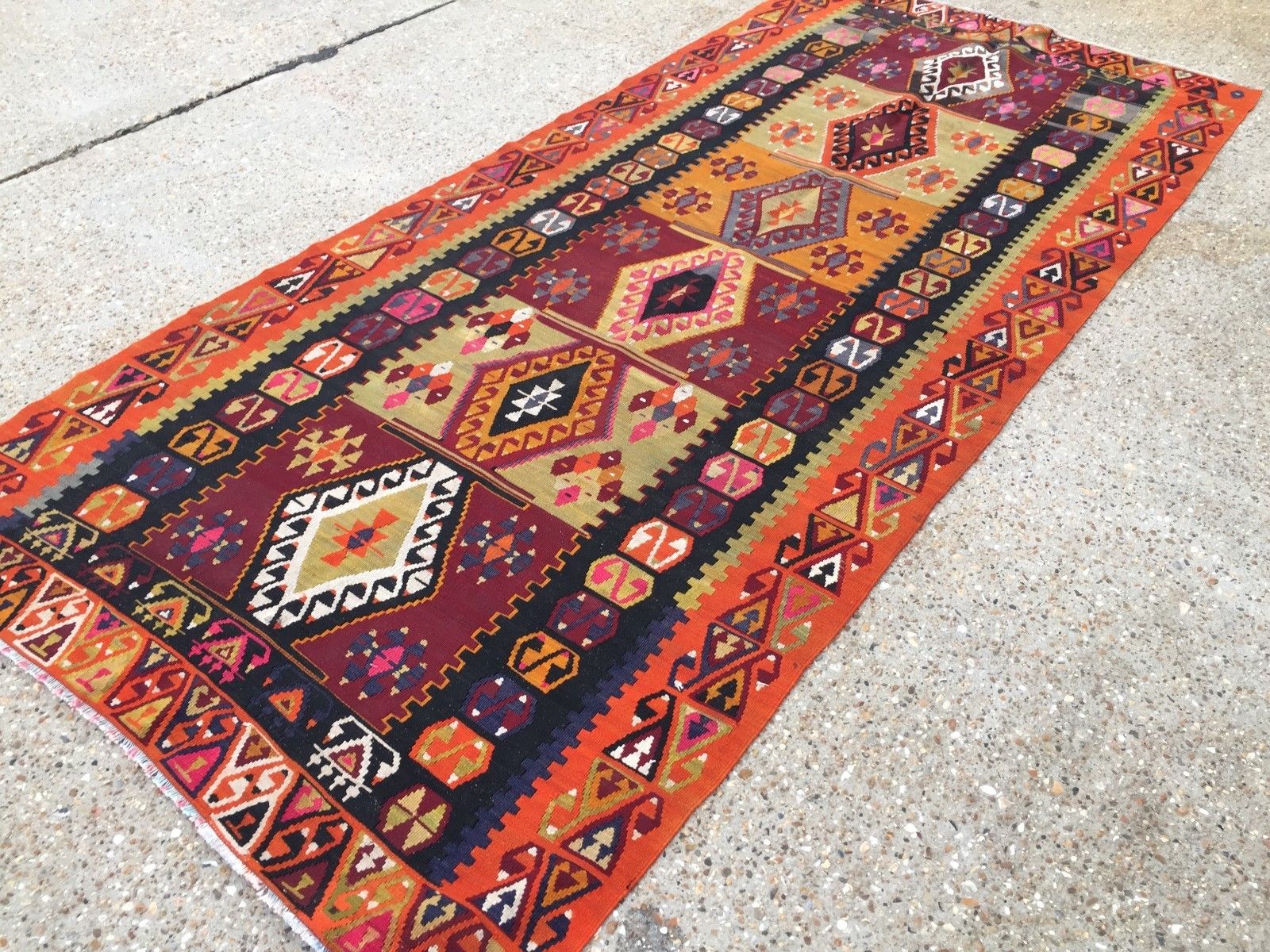 Vintage Turkish Kilim Kelim Rug 256x116 cm shabby chic wool, country home, boho Antiques:Carpets & Rugs kilimshop.myshopify.com