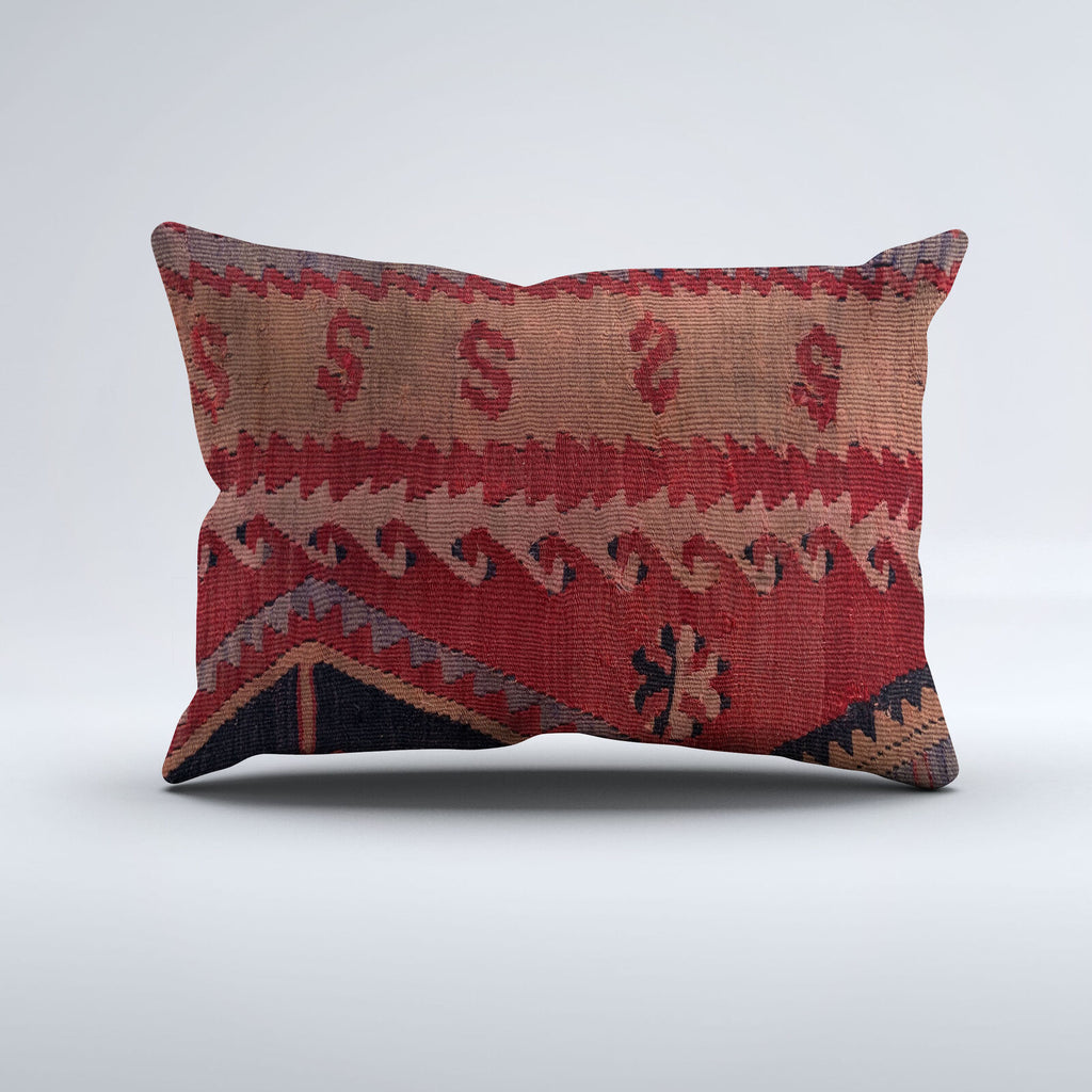 Vintage Turkish Kilim Cushion Cover 60x40 cm Square Wool Kelim Pillowcase 64694