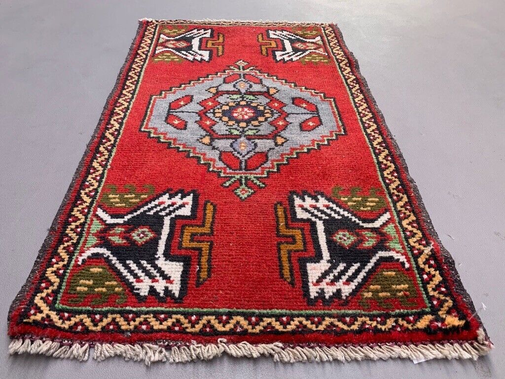 Small Vintage Turkish Rug 90x52 cm, Short Runner, Tribal, Shabby Chic