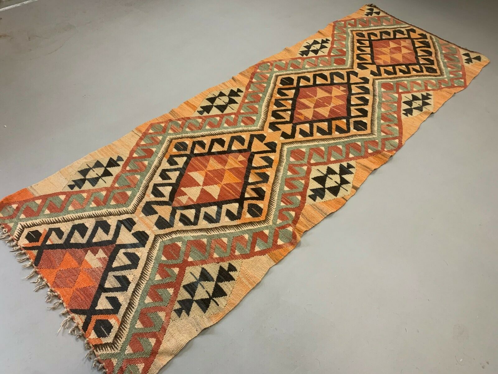 Old Turkish narrow Kilim Runner 288x102 cm, shabby chic, vintage decor kelim rug Antiques:Carpets & Rugs kilimshop.myshopify.com