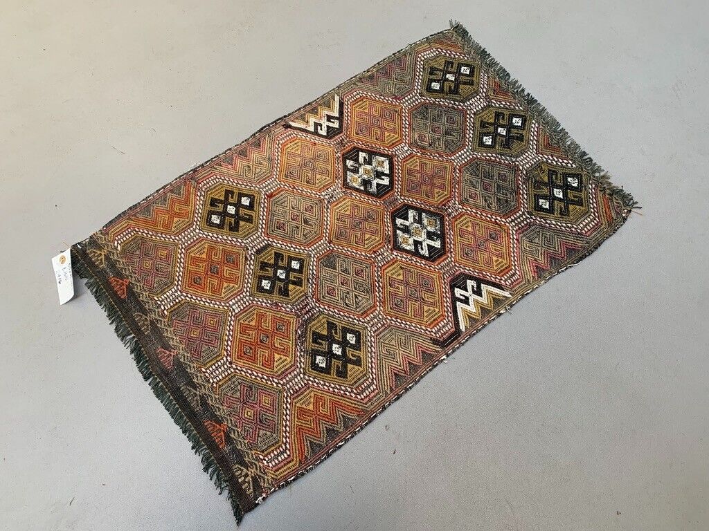 Vintage Turkish Mini Kilim 85x53 cm Wool Small Kelim Runner, shabby Chic