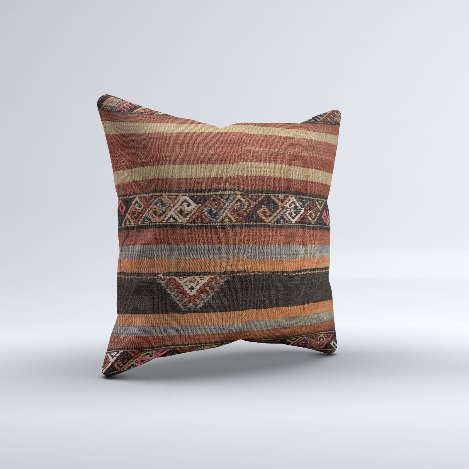 Vintage Turkish Kilim Cushion Cover 50x50 cm Square Wool Kelim Pillowcase 50456