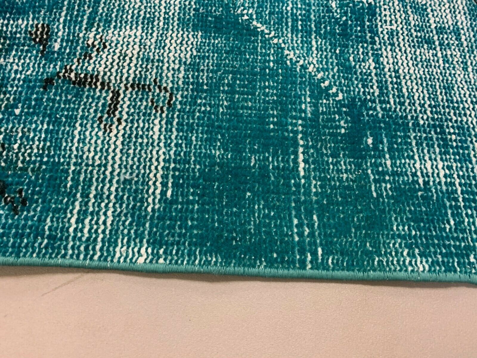 Distressed Turkish Runner 303x69 cm wool Vintage rug, Overdyed Blue kilimshop.myshopify.com