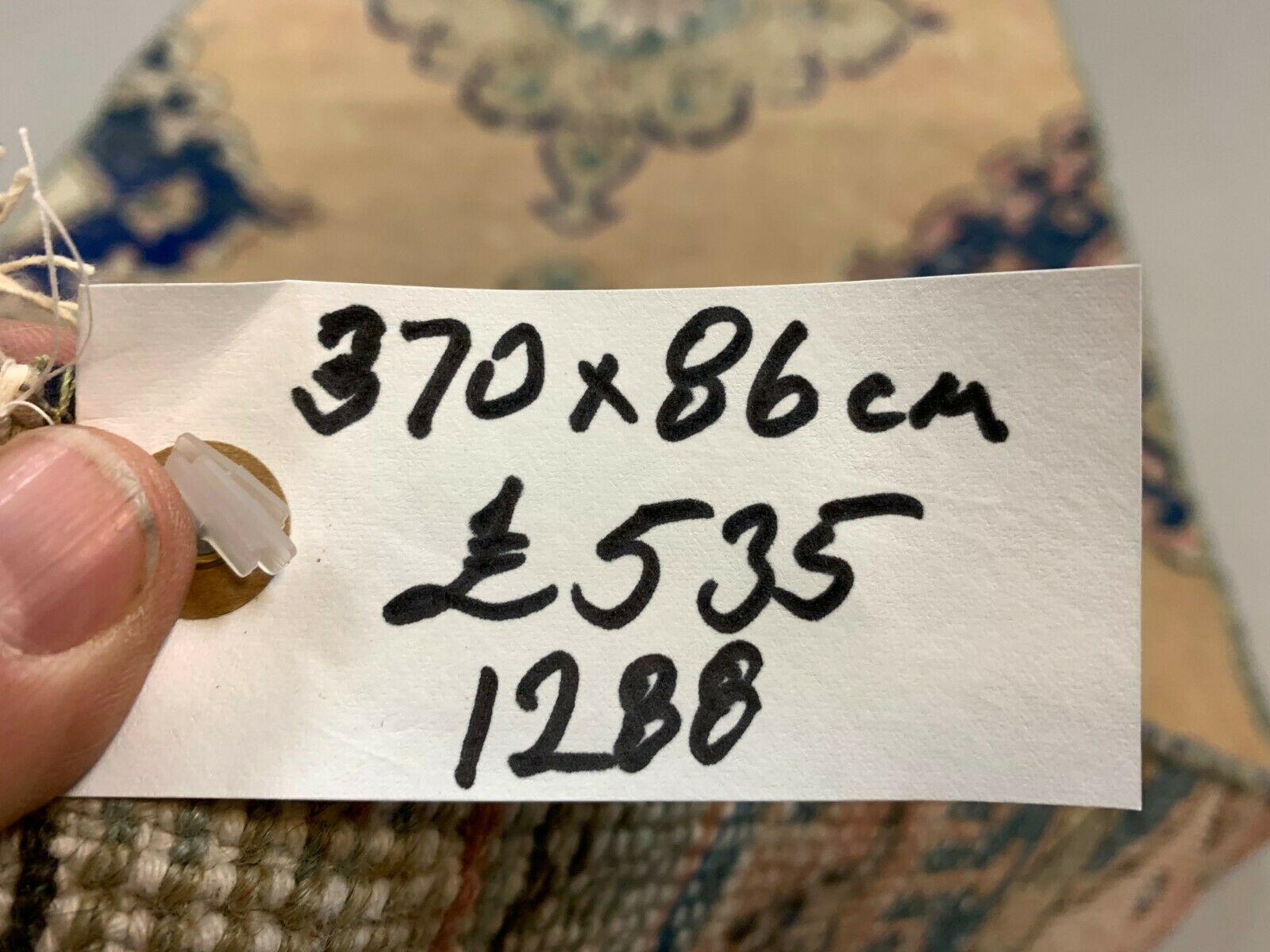 Distressed Turkish Runner 370x86 cm wool Vintage Tribal Rug Black Pink Beige kilimshop.myshopify.com