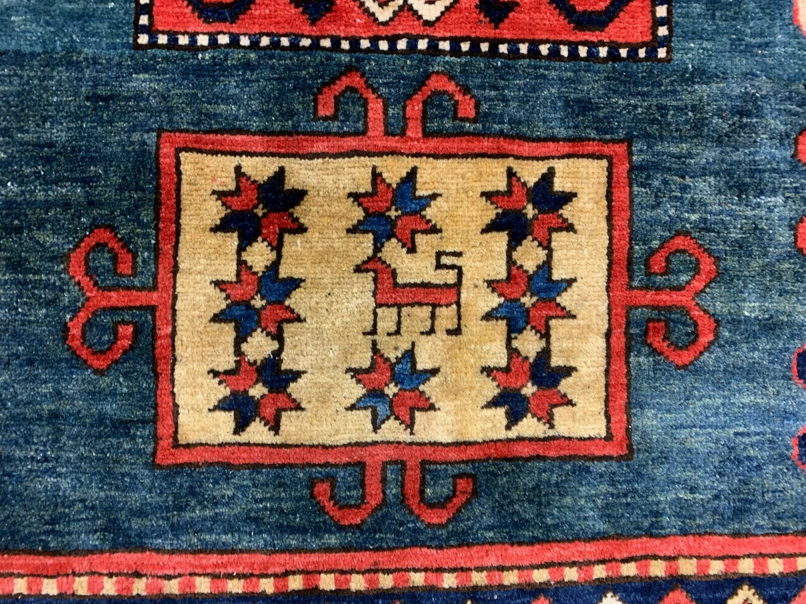 Vintage Kazak Rug 300x238 cm Afghan Large, Green Blue Red  Caucasian Karachoph kilimshop.myshopify.com