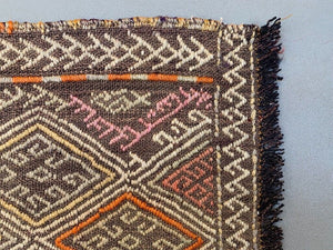 Vintage Turkish Mini Kilim 75x51 cm Wool Small Kelim Runner, shabby Chic