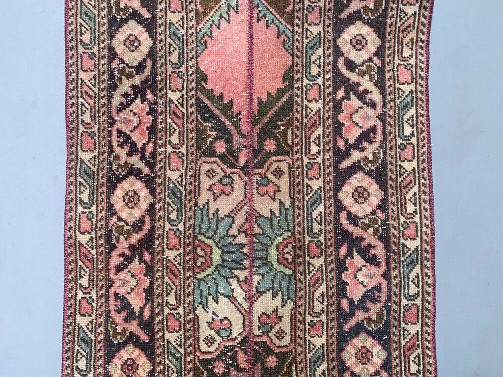 Distressed Turkish Narrow Runner 409x70 cm wool Vintage Tribal Rug