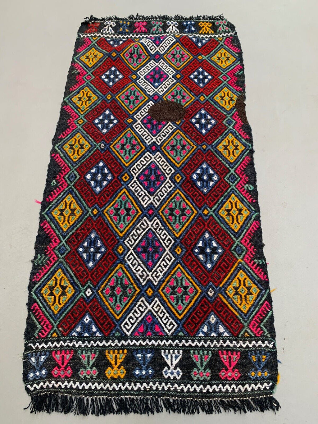 Vintage Turkish Mini Kilim 106x52 cm Wool Small Kelim Runner