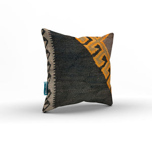 Turkish Kilim Cushion Cover 40x40 cm Square Wool Kelim Pillow Moroccan 40790