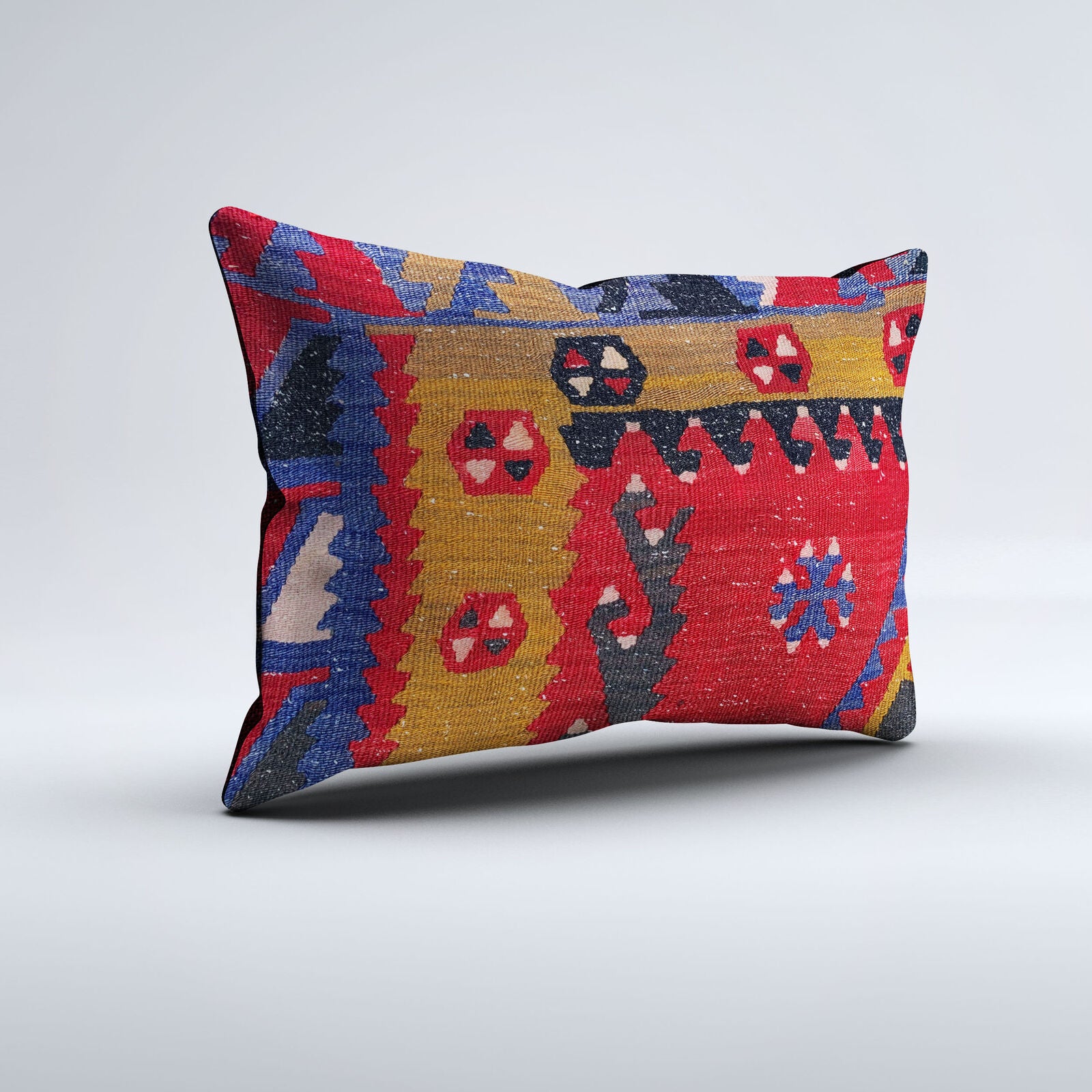 Vintage Turkish Kilim Cushion Cover 60x40 cm Wool Kelim Pillowcase 64648