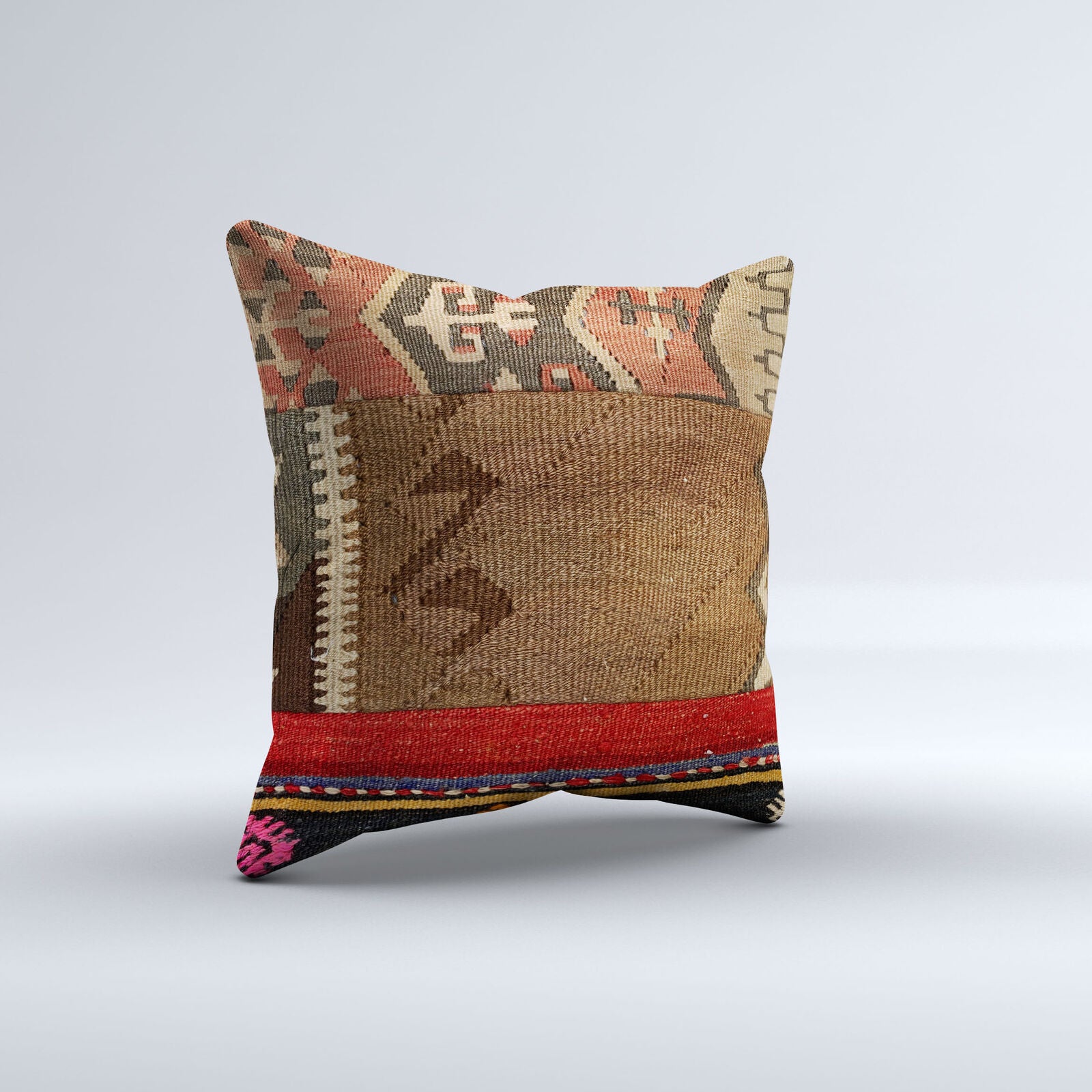 Vintage Turkish Kilim Cushion Cover 40x40 cm Square Wool Kelim Pillowcase  40817