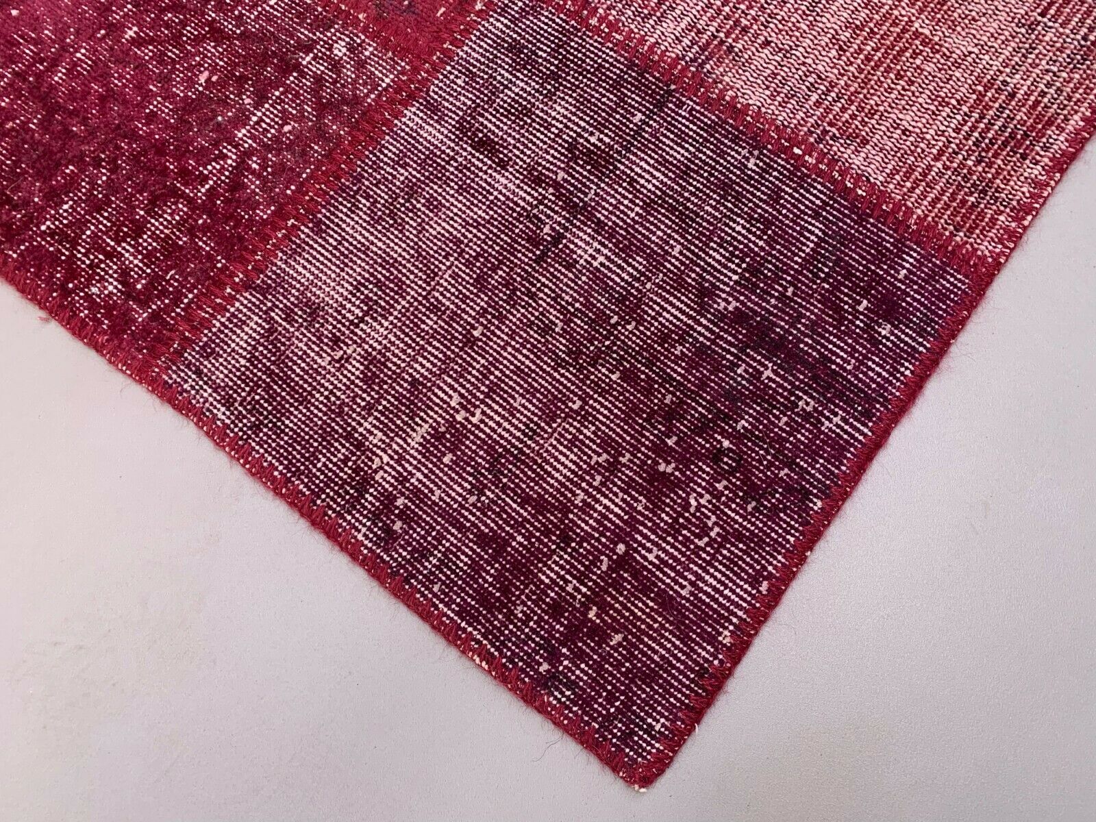 Distressed Turkish Patchwork Rug 240x170 cm wool Vintage shabby Tribal Red Large