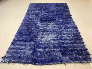 Antique Turkish Shabby Wool Rug 200x125 cm Blue, shabby chic, shaggy, shag pile kilimshop.myshopify.com