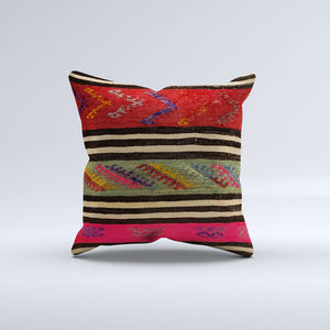 Vintage Turkish Kilim Cushion Cover 60x60 cm Square Wool Kelim Pillowcase 66446