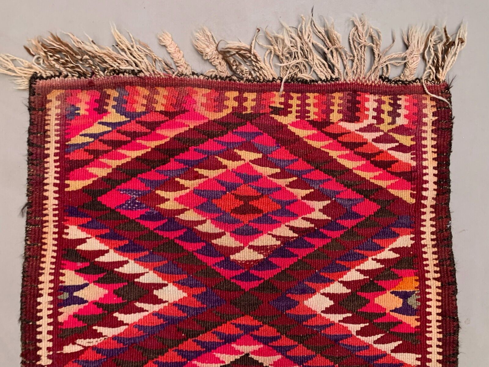 Old Turkish Kilim Runner 350x89 cm, Vintage Kelim Rug, Long and Narrow