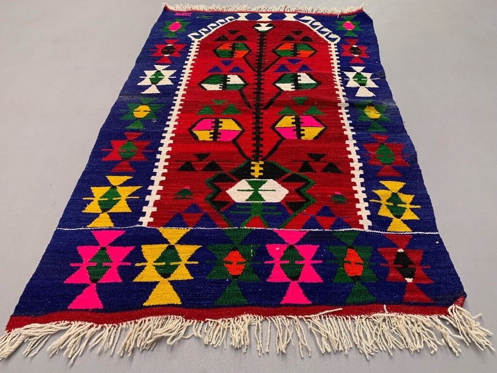 Small Vintage Turkish Kilim Rug 127x81 cm Wool Kelim