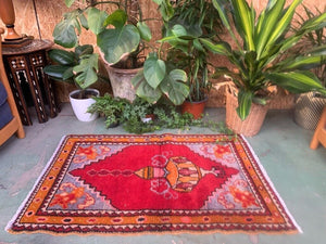 Old Turkish Oushak Rug 118x74 cm vintage carpet Ushak Region Small