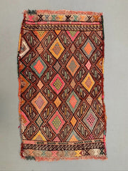 Vintage Turkish Mini Kilim 87x50 cm Wool Small Kelim Runner, shabby Chic