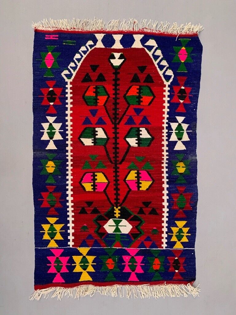 Small Vintage Turkish Kilim Rug 127x81 cm Wool Kelim