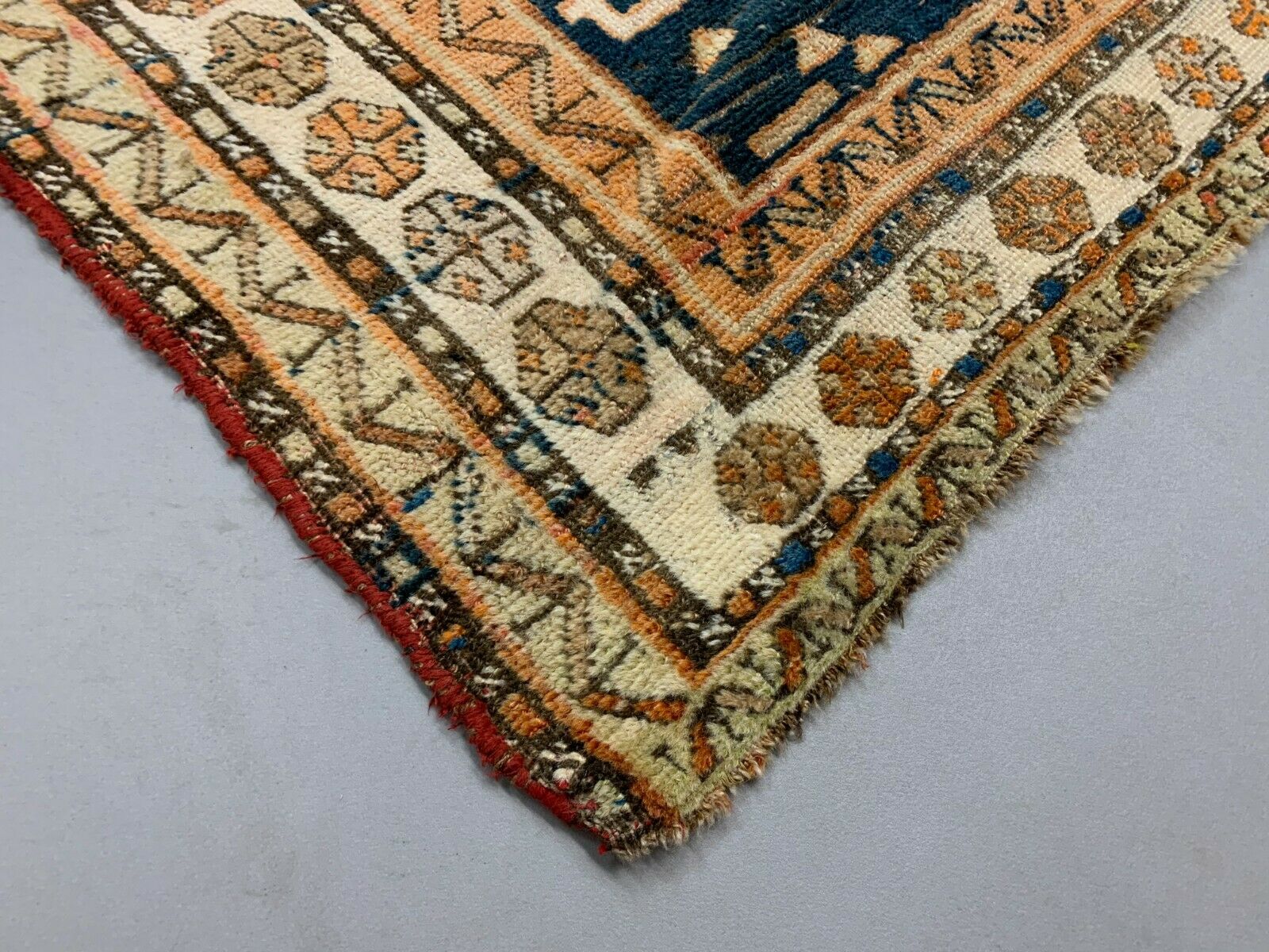 Antique Dagestan Kazak Rug 124x114 cm Caucasian, Gold, Blue, Rust Square Medium