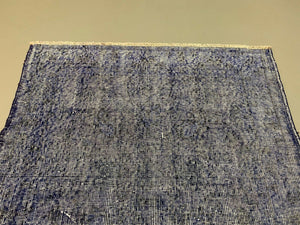 Distressed Overdyed Turkish Rug 190x100 cm Vintage Wool Blue Black Medium kilimshop.myshopify.com