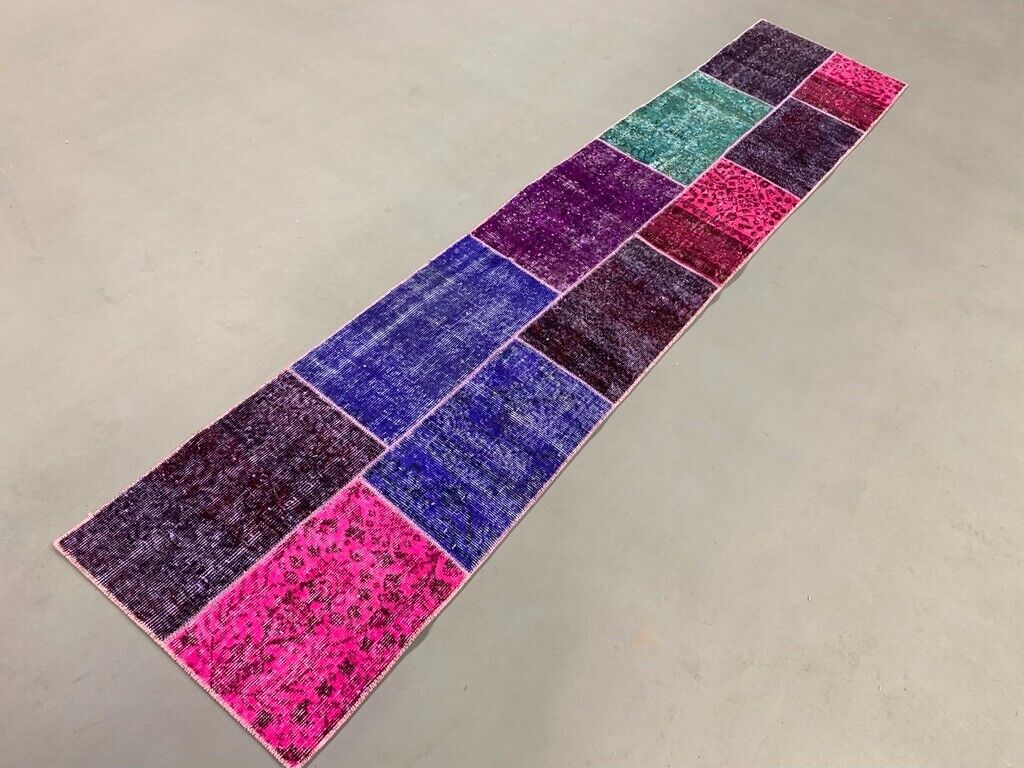 Vintage Turkish Patchwork Runner 300x60 cm Wool Rug 2180