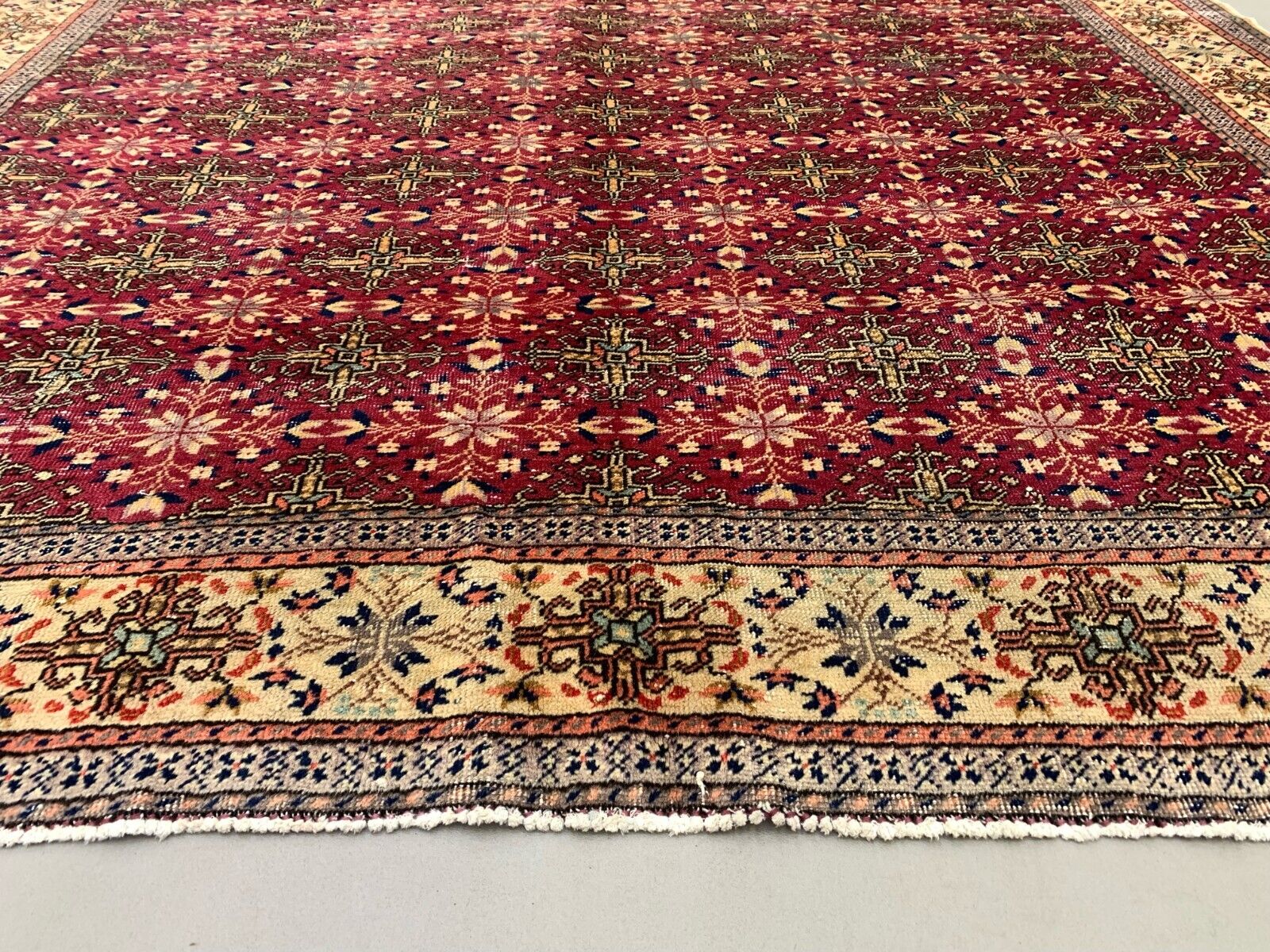 Vintage Turkish Rug 279x193 cm, Tribal Wool Carpet Large