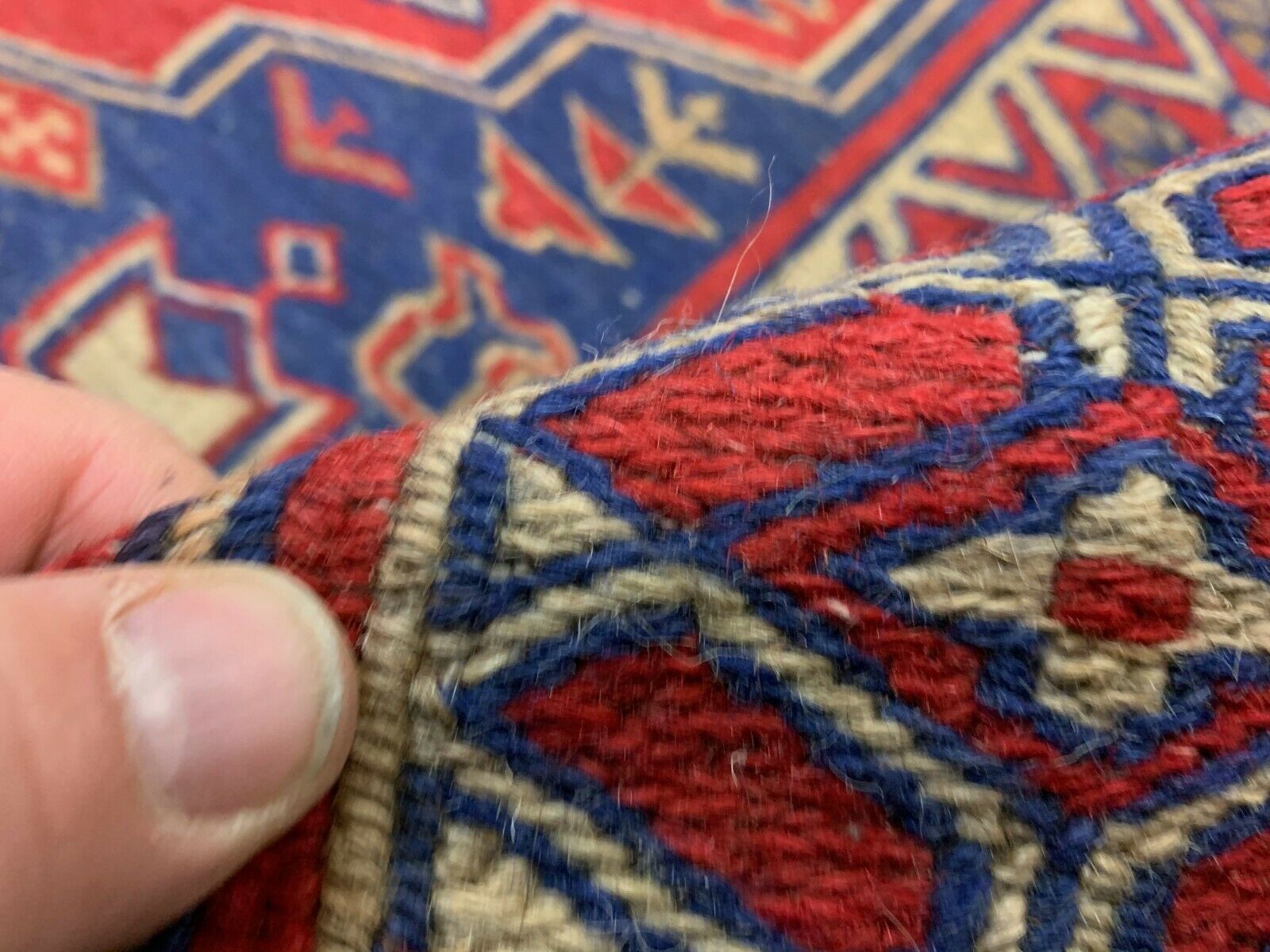 Vintage Afghan Soumak Kilim 245x153 cm, Kelim Rug cm Large Red, Blue, Beige kilimshop.myshopify.com