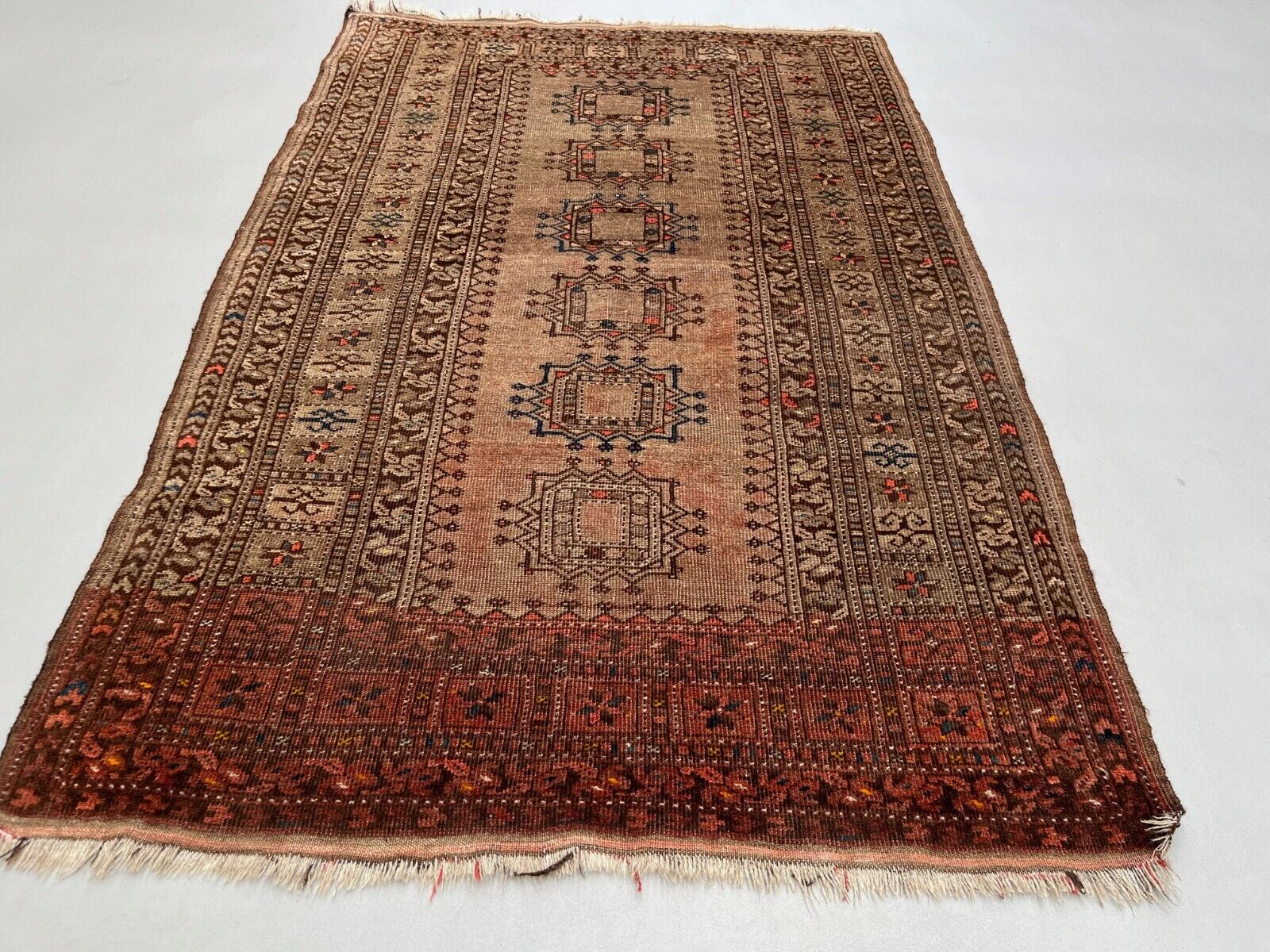 Vintage Afghan Turkoman village Rug 170x112 cm, Red, Black Tribal Medium