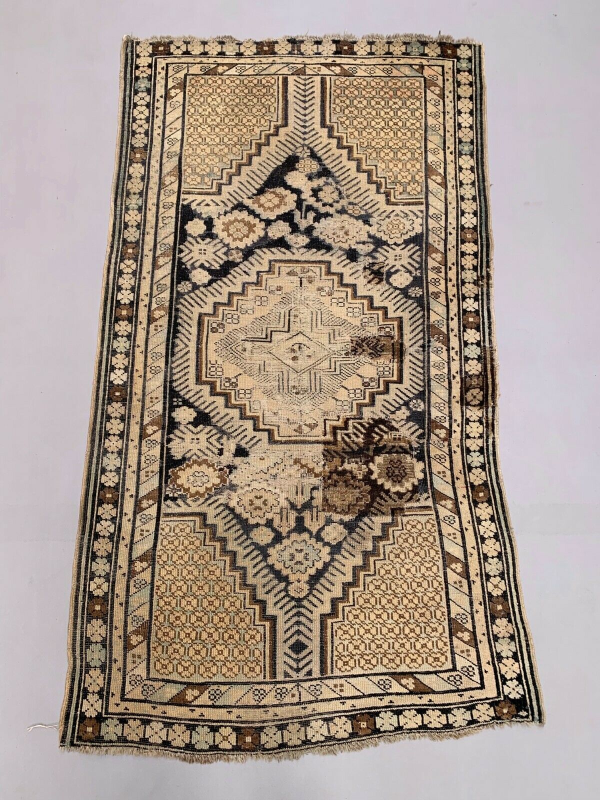 Vintage Shirvan Rug 175x97 cm, medium, Tribal oriental Carpet truly Shabby Chic