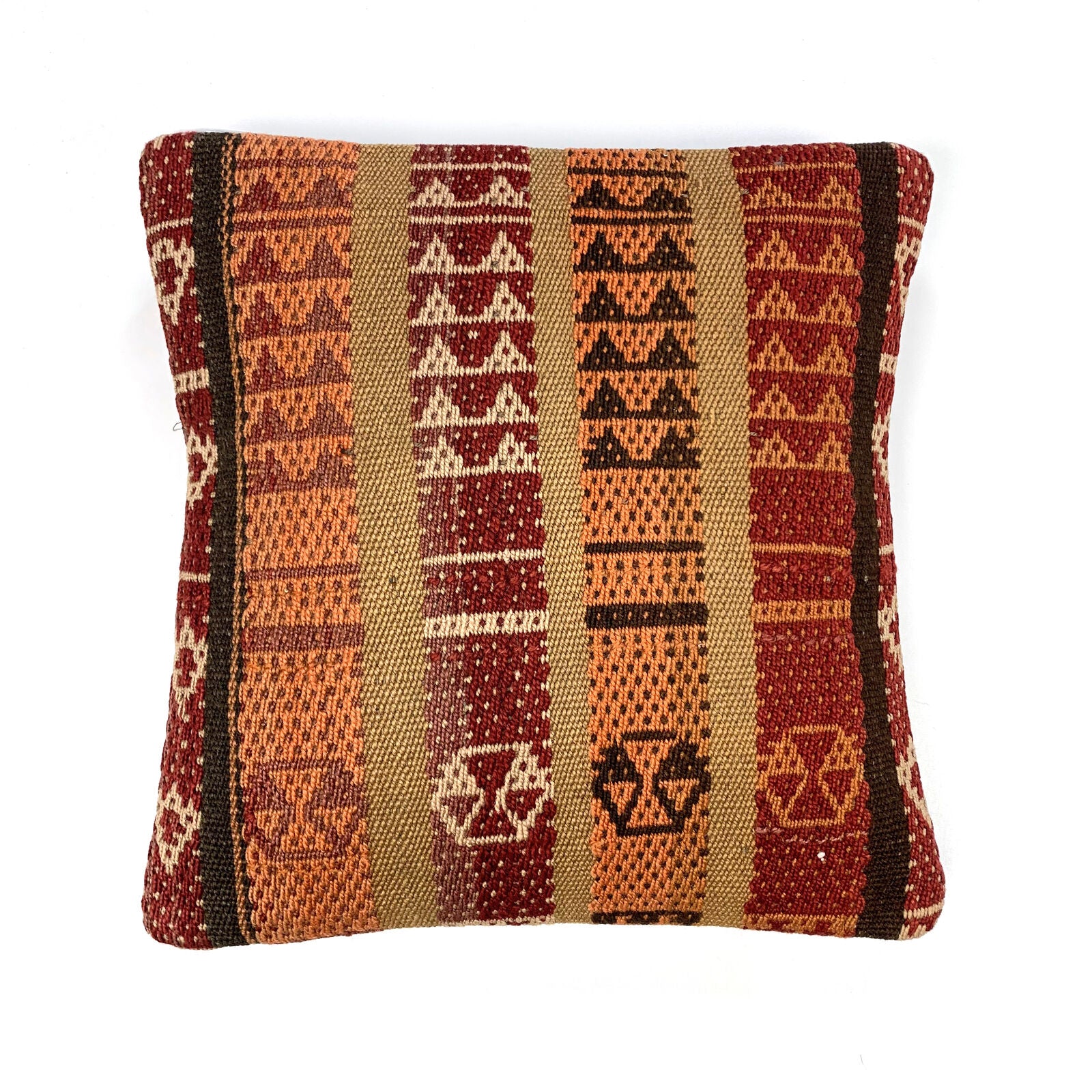 Vintage Kilim Cushion Cover 40x40 cm Square Wool Kelim Pillow Moroccan Decor kilimshop.myshopify.com