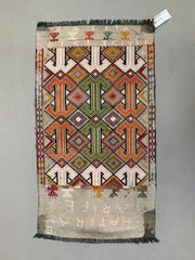 Vintage Turkish Mini Kilim 92x50 cm Wool Small Kelim Runner, shabby Chic